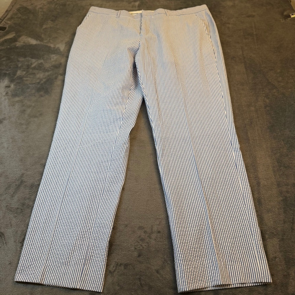 Vinci Philosophy Seersucker Dress Pants Mens 38 Short Blue White Striped